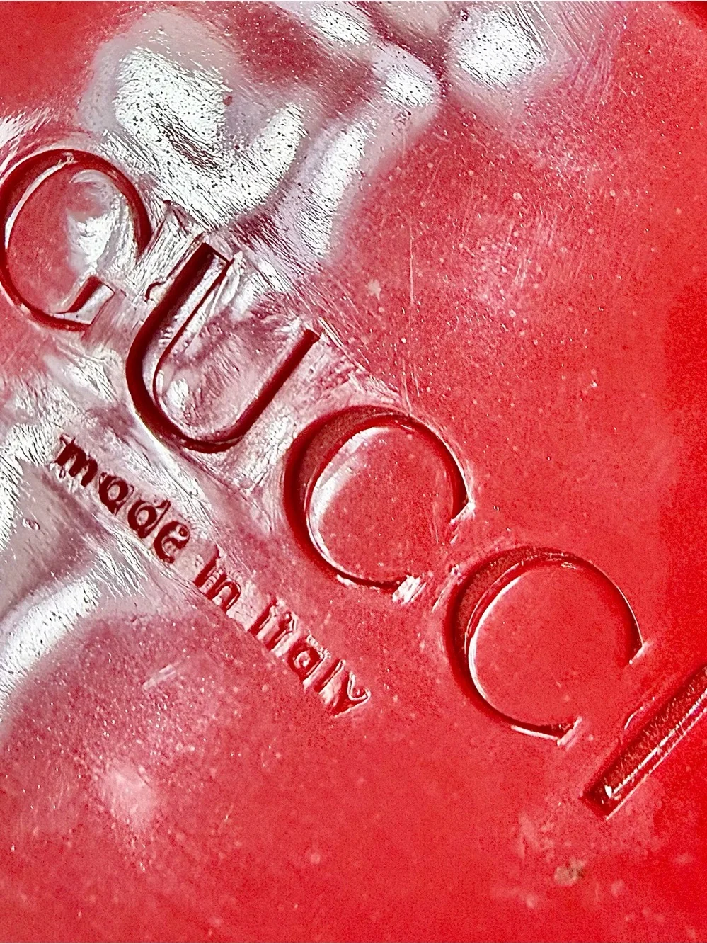 Gucci Red Jelly Rubber Logo Women’s Slide Sandals Thick Heels 39